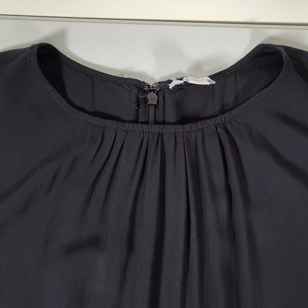 J. Crew Puff-Sleeve Tiered Midi Dress Black S - Picture 7 of 11